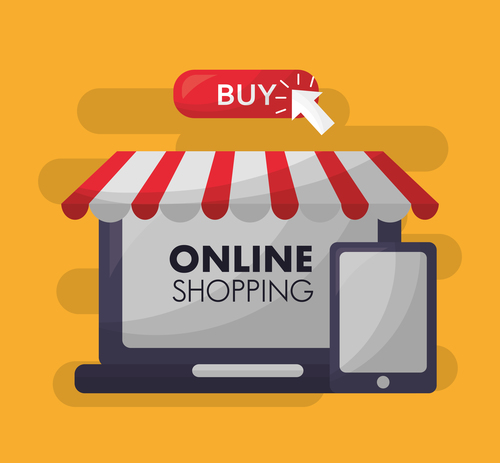 Online shopping with buy button web design vector 05
