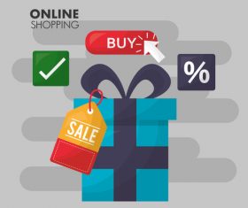 Online shopping with buy button web design vector 06
