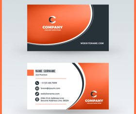 Orange red business card template vector 02