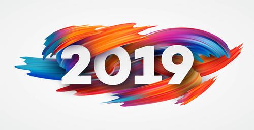 Paint abstract 2019 new year background vector