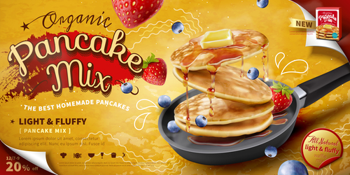 Pancake mix poster template vector 01