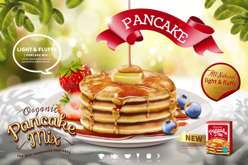 Pancake mix poster template vector 02