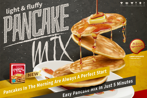 Pancake mix poster template vector 03