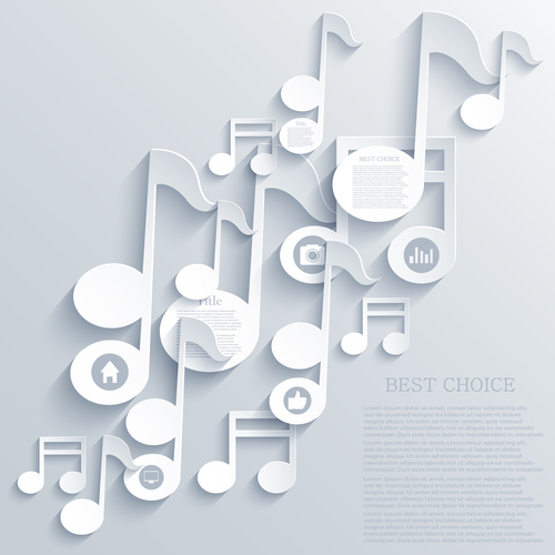 Paper musical note with white background vector
