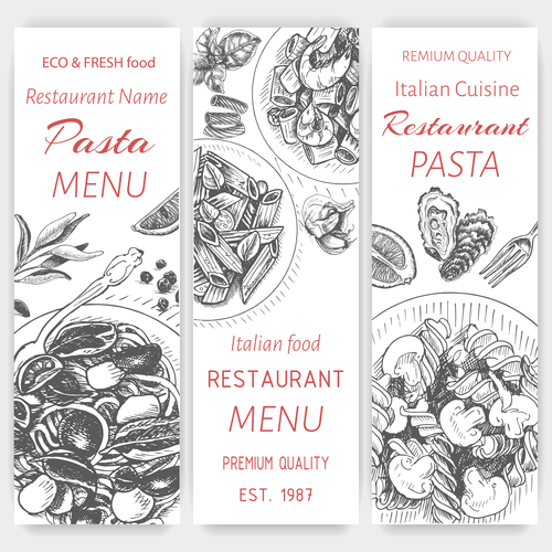 Pasta menu card template vector 01