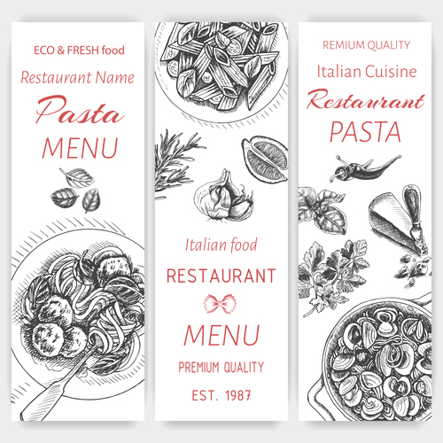Pasta menu card template vector 02