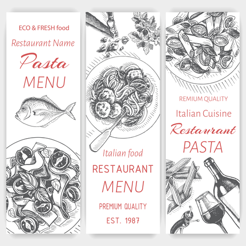 Pasta menu card template vector 03