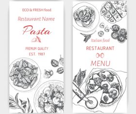 Pasta menu card template vector 04
