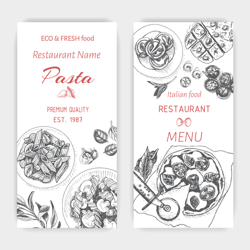 Pasta menu card template vector 04