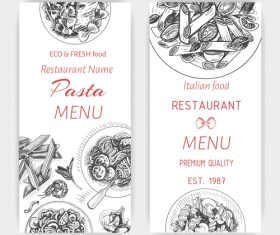 Pasta menu card template vector 06