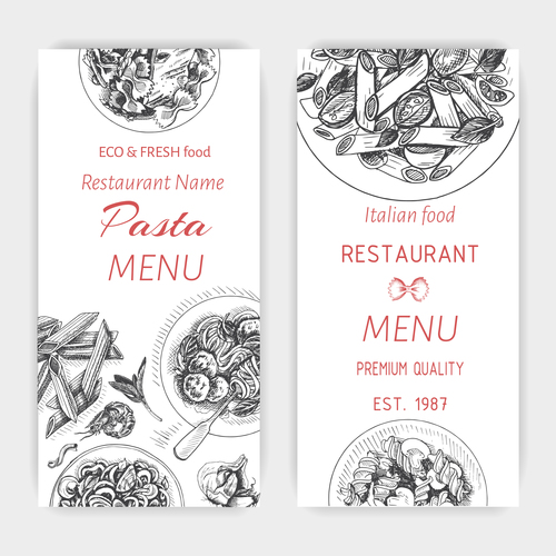 Pasta menu card template vector 06