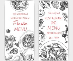 Pasta menu card template vector 07