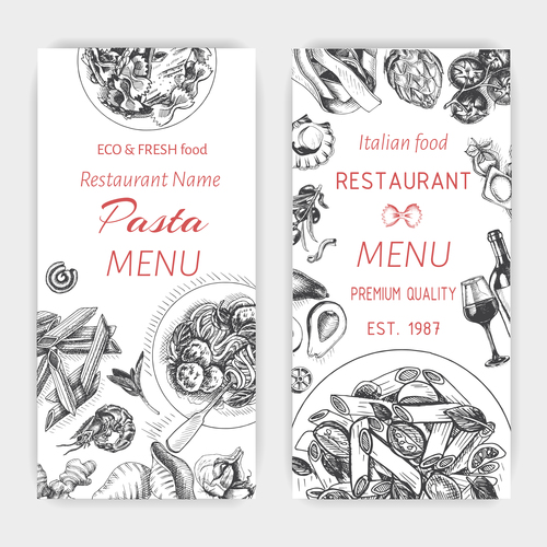Pasta menu card template vector 07