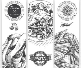 Pasta menu template black vector 01