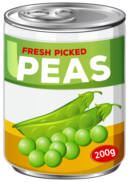 Peas canned vector