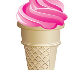 Pink ice cream cone vector