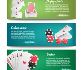 Playing cards casino banners realistic 3d vector