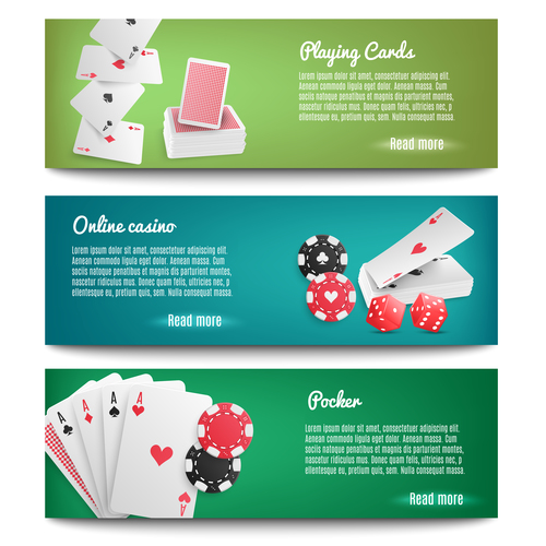 Playing cards casino banners realistic 3d vector