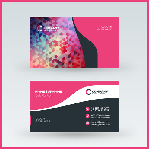 Polygon company business card template vector 01