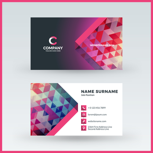 Polygon company business card template vector 02