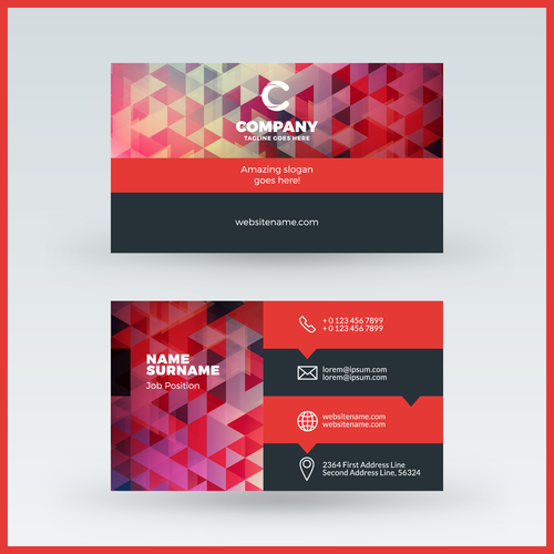 Polygon company business card template vector 03