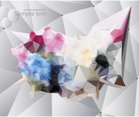 Polygonal geometric shape flowers design vector 03