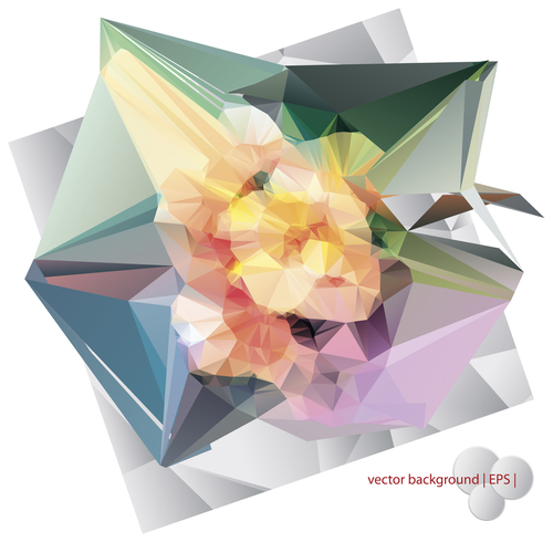 Polygonal geometric shape flowers design vector 06