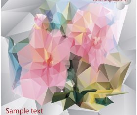 Polygonal geometric shape flowers design vector 07