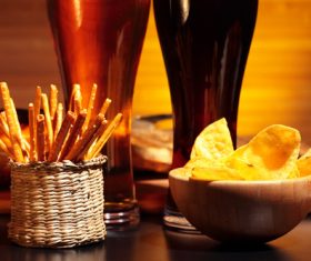 Potato chips beer snack Stock Photo 03