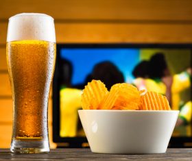 Potato chips beer snack Stock Photo 05