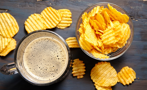 Potato chips beer snack Stock Photo 10