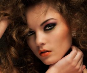 Pretty Woman with Curls and Makeup Stock Photo 04