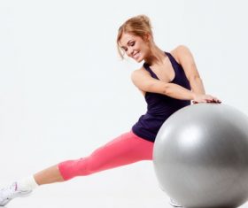 Primary yoga ball action Stock Photo