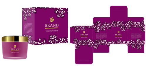 Purple package box with cosmetic vector