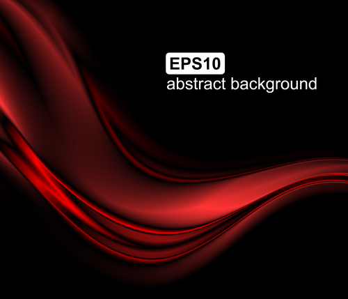 Red 3D wave with black background vector 02