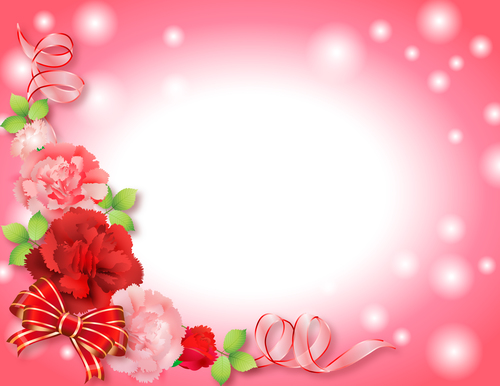 Red flower with blurs background vectors 02
