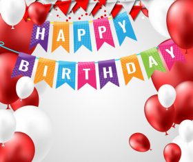 Red white balloons with birdthday background vector