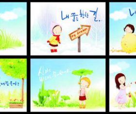 Refreshing cartoon character vector material