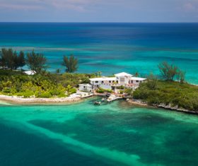 Resort on the Palm Island of Bahamas Stock Photo