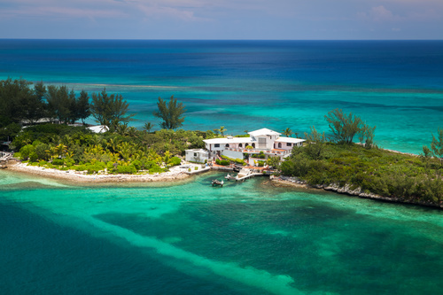 Resort on the Palm Island of Bahamas Stock Photo