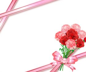 Ribbon with flower card template vector 01