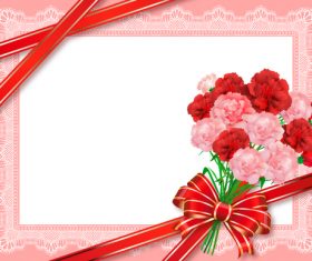 Ribbon with flower card template vector 04