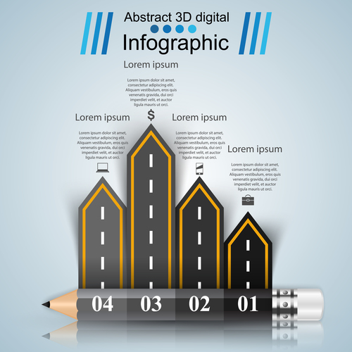 Road infographic template vectors material 02