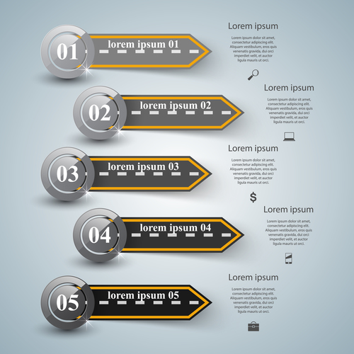Road infographic template vectors material 05