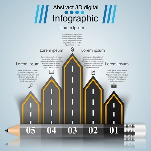 Road infographic template vectors material 06