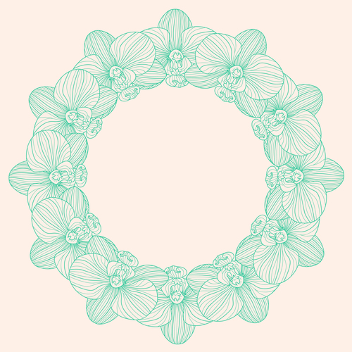 Round orchid frame vector