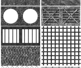 Rust Metal Grid Stone Wall and Dungeon Photoshop Brushes