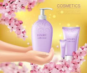 Sakura cosmetics poster template vector