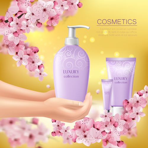 Sakura cosmetics poster template vector