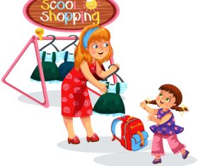 School shop with cute student vector 06